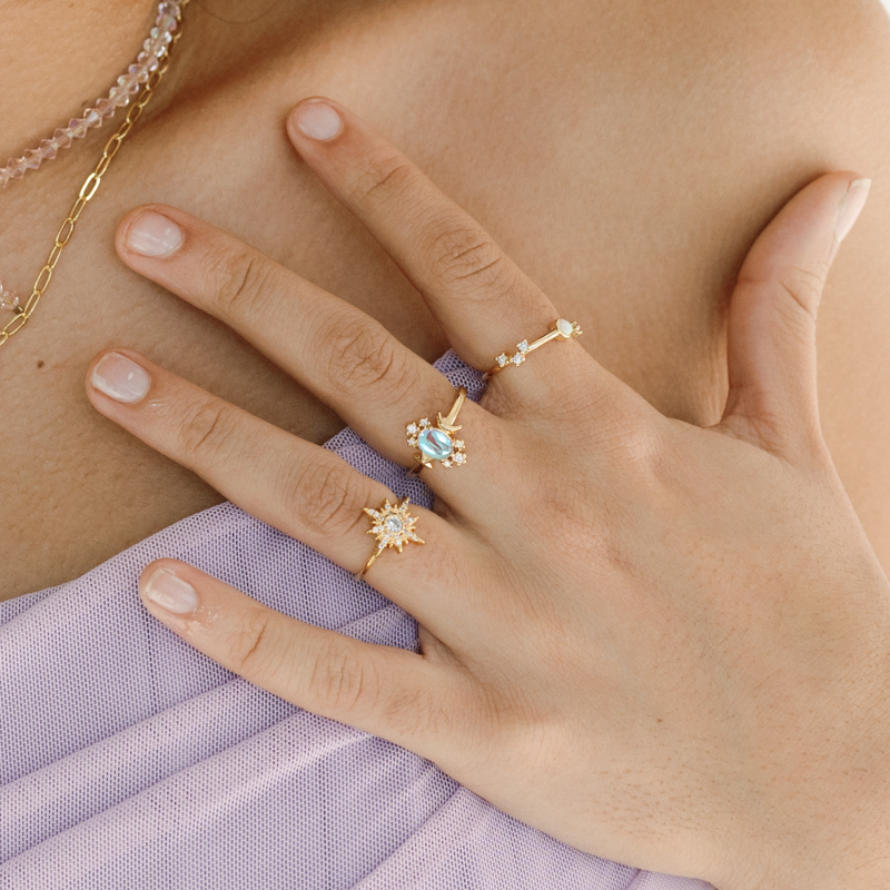 Stardust Moonstone Ring