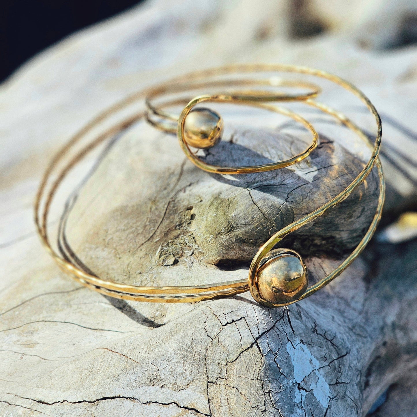 Brass Sphere Bangle Bracelet