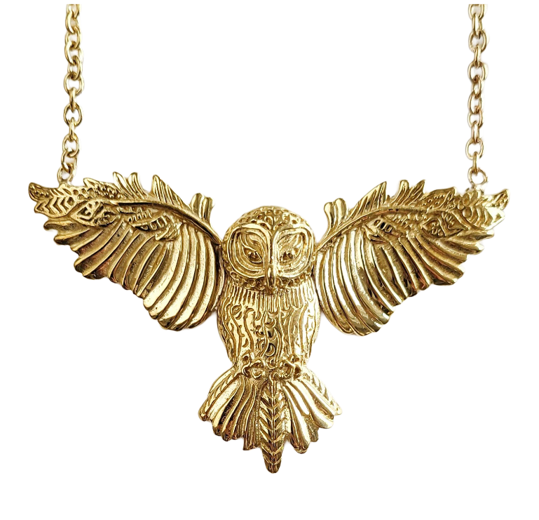 Brass Bisjoux Owl Pendant Necklace