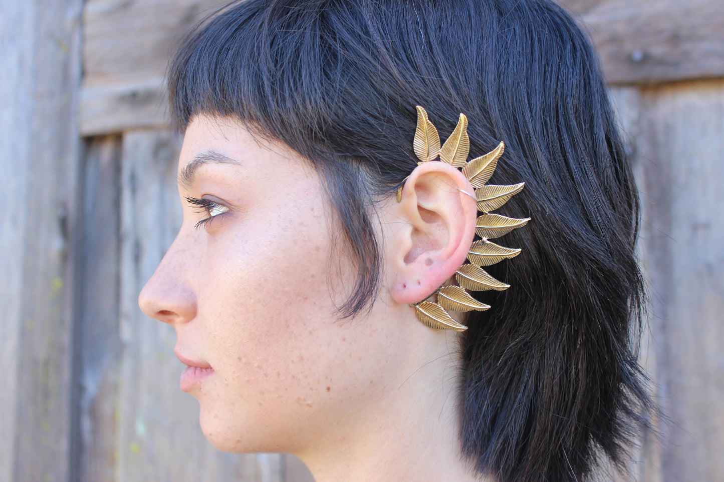 Brass Feathered Ear Cuff