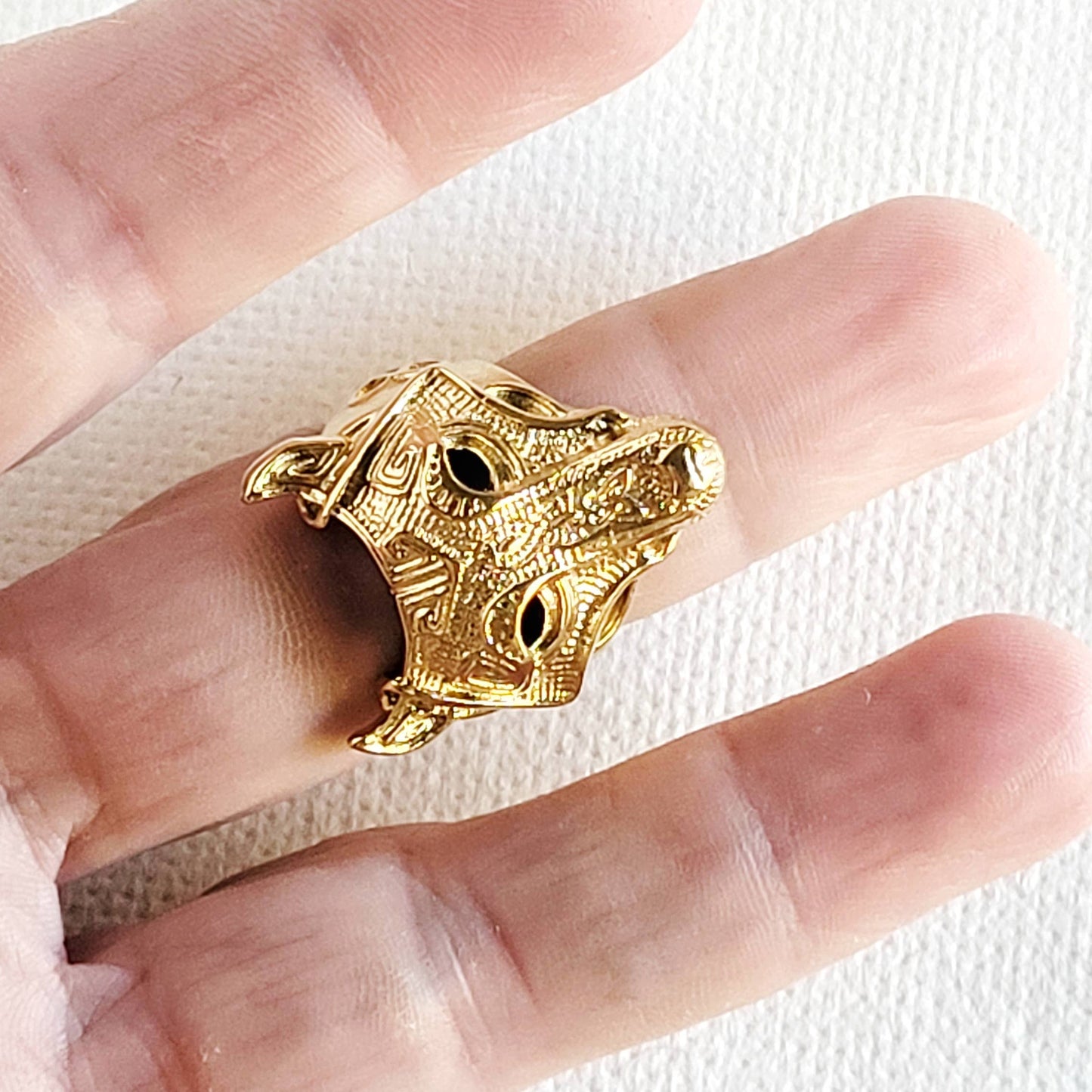 Brass Fox Dog Ring