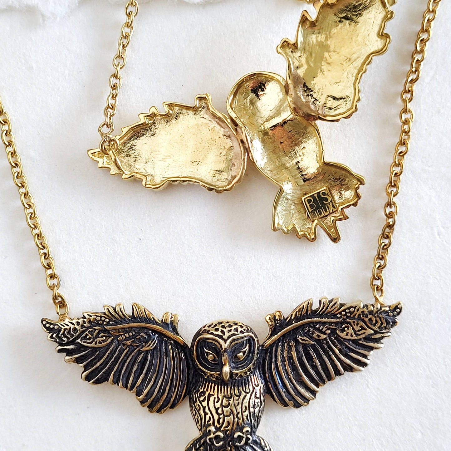 Brass Bisjoux Owl Pendant Necklace